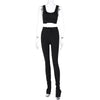 Womens Two Piece Matching Set Cropped Top With Stacked Pants