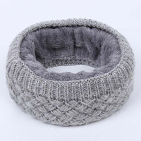 Winter warm men and women bib solid color wool knit plus velvet thick collar European and American scarves