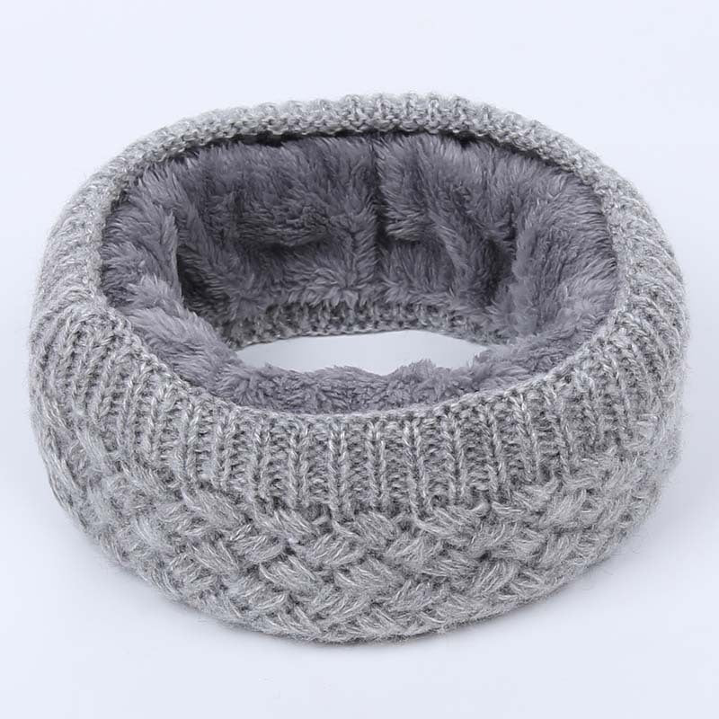 Winter warm men and women bib solid color wool knit plus velvet thick collar European and American scarves