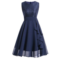 Chiffon dress lace stitching dress dress
