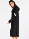 Black Hoodies Dress Women Long Sleeve Striped Casual Tops With Hooded Loose Dresses Spring Autumn Vestidos Pullovers Female
