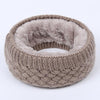 Winter warm men and women bib solid color wool knit plus velvet thick collar European and American scarves
