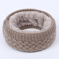 Winter warm men and women bib solid color wool knit plus velvet thick collar European and American scarves