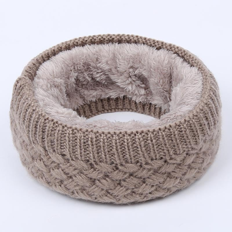 Winter warm men and women bib solid color wool knit plus velvet thick collar European and American scarves