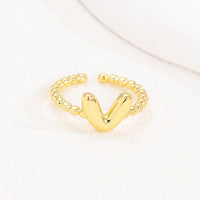 18K Gold Glossy Brass Balloon 26 PCs Letters Ring Fashion Jewelry