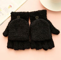 Ladies fleece flip fingerless gloves