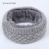 Winter warm men and women bib solid color wool knit plus velvet thick collar European and American scarves