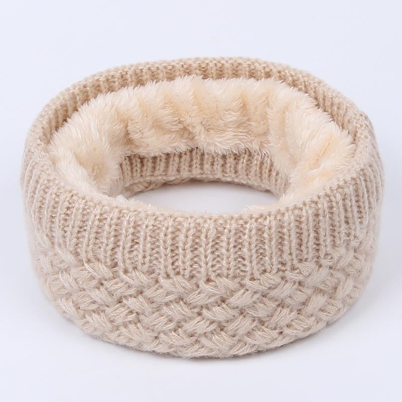 Winter warm men and women bib solid color wool knit plus velvet thick collar European and American scarves