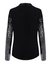 Women Thin Jacket Coat Spring Autumn Long Sleeve Lapel Fashion Silver Black Sequin Elegant Slim Work Blazers Suit feminino