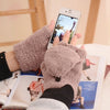 Ladies fleece flip fingerless gloves
