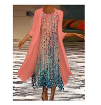 Casual Printed Chiffon Dress Two-piece Set