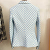 Fashionable Women's Double Breasted Braided Check Suit