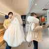 Fashion Solid Color Big Fur Collar Plush Lining Cotton Coat