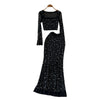 Hip-wrapped Skirt Evening Dress Two-piece Set