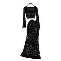 Hip-wrapped Skirt Evening Dress Two-piece Set