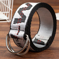 Double loop buckle canvas belt