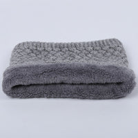 Winter warm men and women bib solid color wool knit plus velvet thick collar European and American scarves