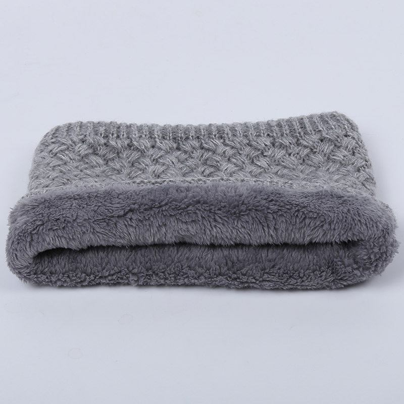 Winter warm men and women bib solid color wool knit plus velvet thick collar European and American scarves