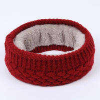 Winter warm men and women bib solid color wool knit plus velvet thick collar European and American scarves