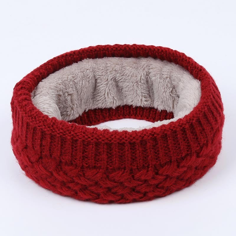 Winter warm men and women bib solid color wool knit plus velvet thick collar European and American scarves
