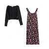 Women's Floral Halter Dress Cardigan Two-piece Set