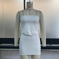 Womens Suit Sexy Summer Two Piece Outfits Crop Tops Bodycon Skirt Sets Mini Dress