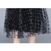 Women's Jacket Rhombus Mesh Dress Two Piece Set