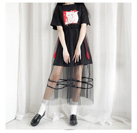 Women's Mesh T-Shirt Dress Two Piece Set