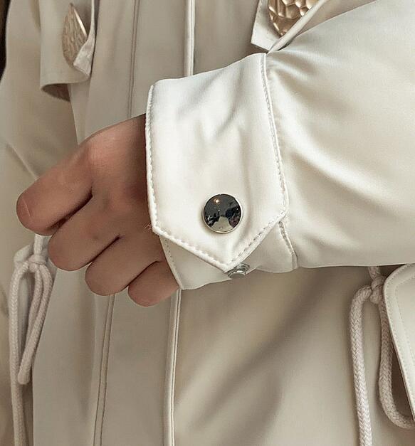 Fashion Solid Color Big Fur Collar Plush Lining Cotton Coat