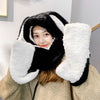 Ladies Fleece Warm Scarf Gloves Hooded