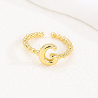 18K Gold Glossy Brass Balloon 26 PCs Letters Ring Fashion Jewelry