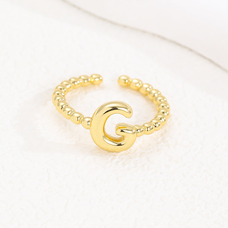 18K Gold Glossy Brass Balloon 26 PCs Letters Ring Fashion Jewelry