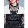 Women's Jacket Rhombus Mesh Dress Two Piece Set
