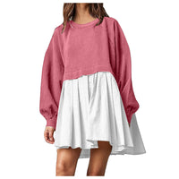 Sweater Dress Loose Long Sleeve Crewneck Pullover Tops Relaxed Fit Sweatshirts Short Dress Autumn And Winter