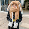 Ladies Fleece Warm Scarf Gloves Hooded