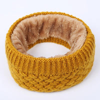 Winter warm men and women bib solid color wool knit plus velvet thick collar European and American scarves