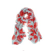 Red Poppy Scarf Print Long Scarves Flower