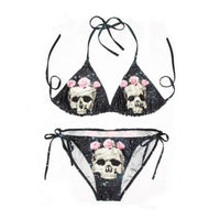 3D Skull And Starry Sky Print Bikini Ladies Split Swimwear