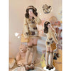 Knitted Suspenders Dress Two-piece Set Cute