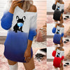 Fashion Tops Europe And America Hot Selling Round Neck Off Shoulder Printed Ladies Dress