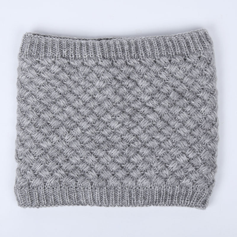 Winter warm men and women bib solid color wool knit plus velvet thick collar European and American scarves