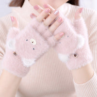 Ladies Cute Thickened Plush Gloves