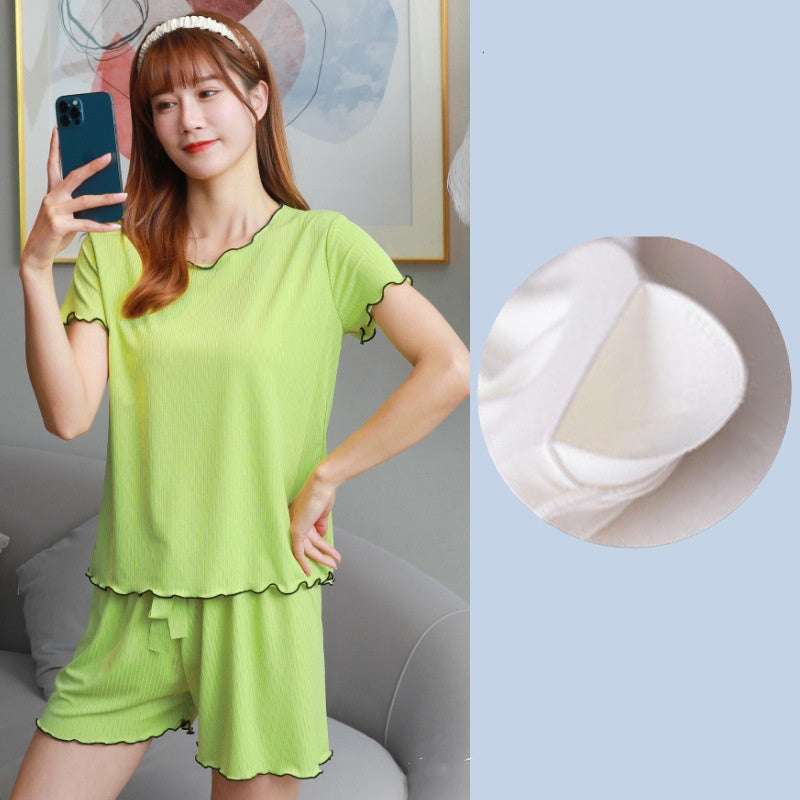 Ice Silk Thin Home Clothes Two Piece Suit