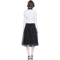 Women's Jacket Rhombus Mesh Dress Two Piece Set