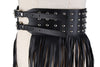 Fantastic Long Fringe Belt Black Leather Designer Belts
