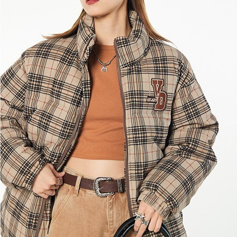 Embroidered American Vintage Plaid Cotton Jacket