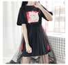 Women's Mesh T-Shirt Dress Two Piece Set