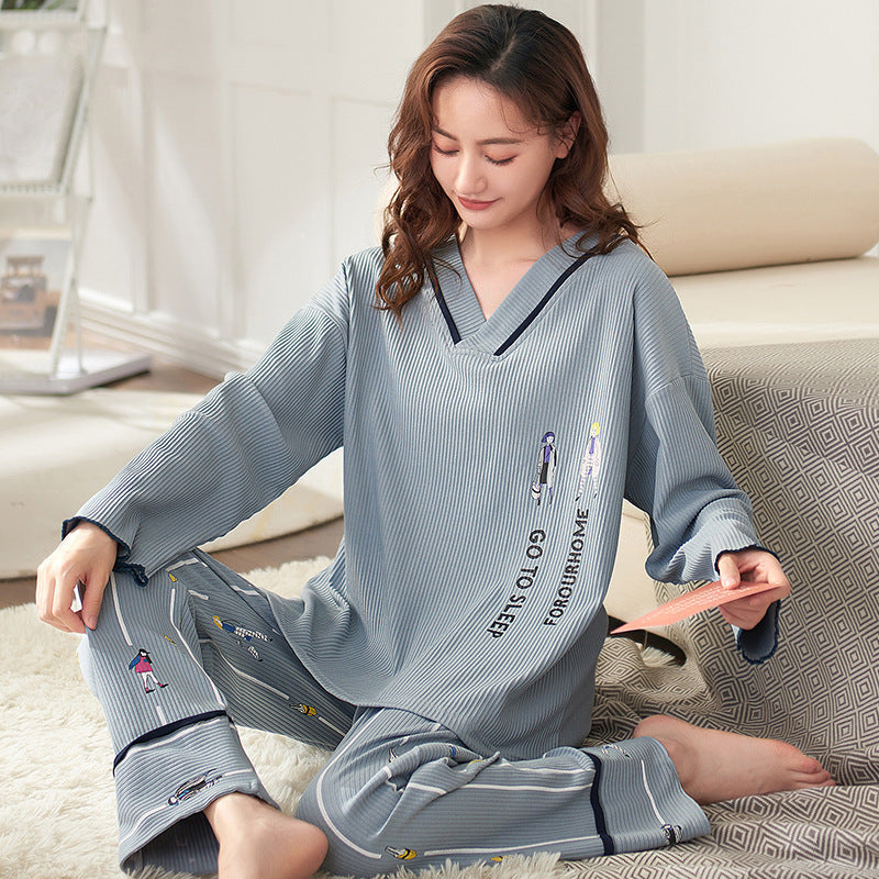 Long-sleeved Trousers Solid Color Two-piece Suit Can Be Worn Outside