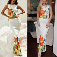 Positioning Flower Sleeveless Dress Two-piece Set