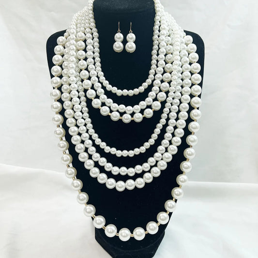 New Multi - Layered Faux Pearl Beaded Necklace Chic Luxury Versatile Accessory Elegant Layered Design Trendy Statement Jewelry